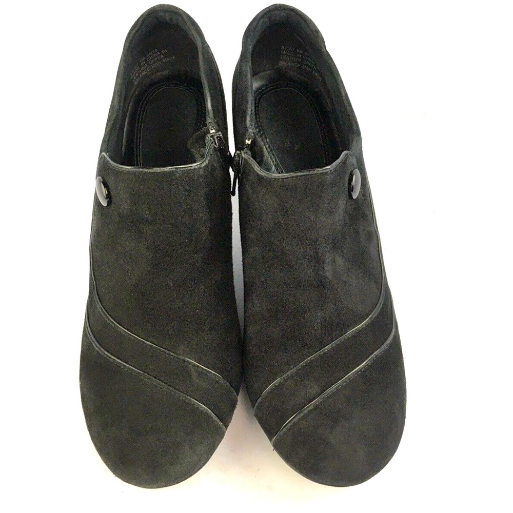 Clarks Bendables Black Suede Side Zip Bootie‎ Goth Witchy Sz 9